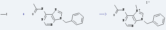 Acetamide,N-[9-(phenylmethyl)-9H-purin-6-yl]- is used to produce N6-Acetyl-9-benzyl-7-methyladeninium iodide by reaction with Iodomethane.